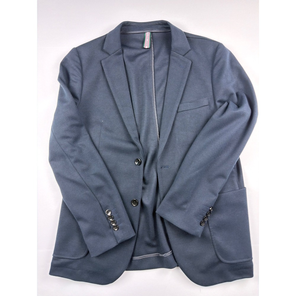 PJ Paul Jones Mens Knit Blazer Sport Coat Blue Textured Two Button Jacket Medium